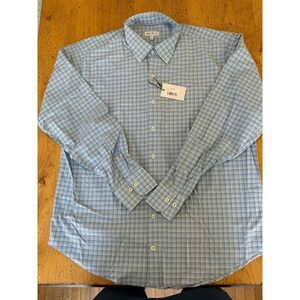 Peter Millar NWT Casual Button Down Shirt Size XL in Blues & White Check